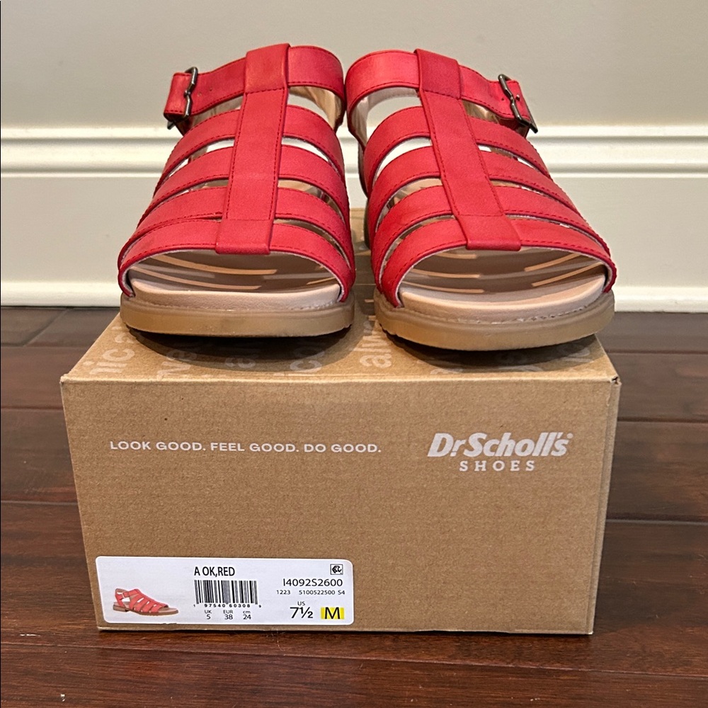 Dr. Scholl's Red A OK Strappy Buckle Sandals